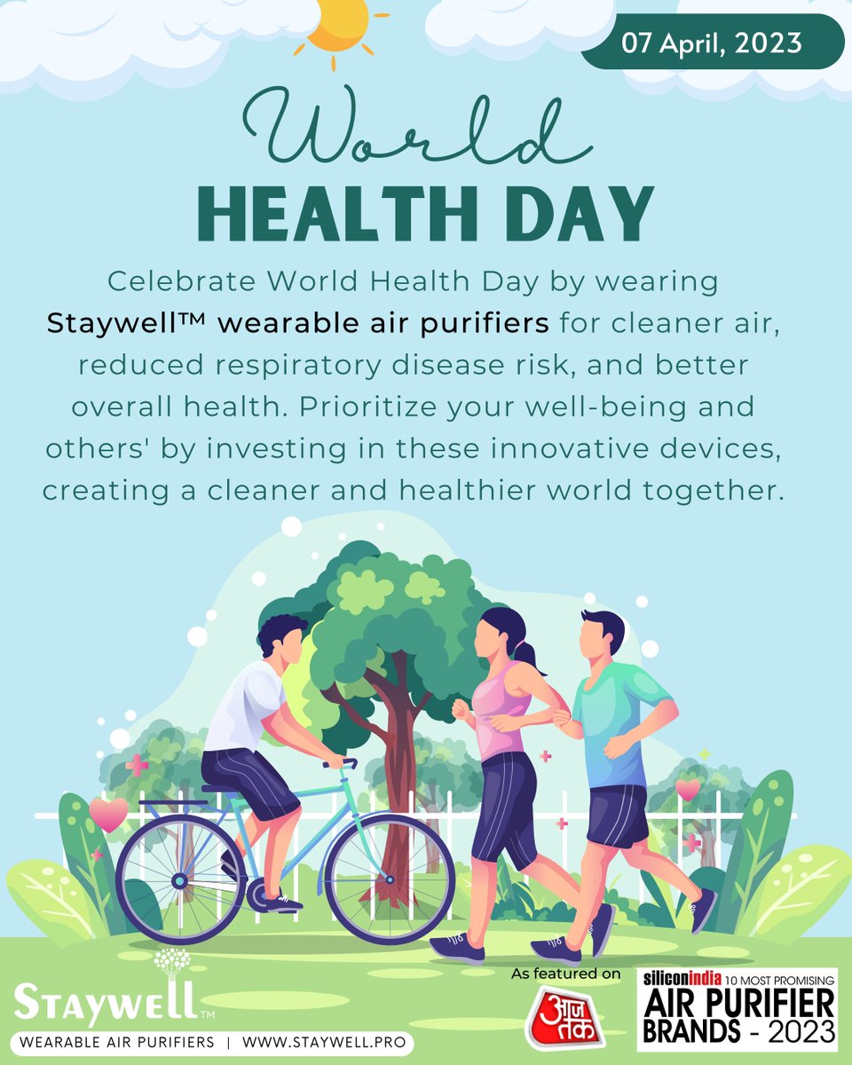 StaywellTech's tweet photo. #StaywellAirPurifiers
#WorldHealthDay2023
#BreatheCleanAir
#HealthyHabits
#InnovativeWellness
#CleanAirForAll
#RespiratoryHealth
#HealthyLiving
#WellnessInvestment
#CleanerHealthierWorld
#AirYouCanWear
https://t.co/Y0IFo5qpey https://t.co/ltaiMcEFp6