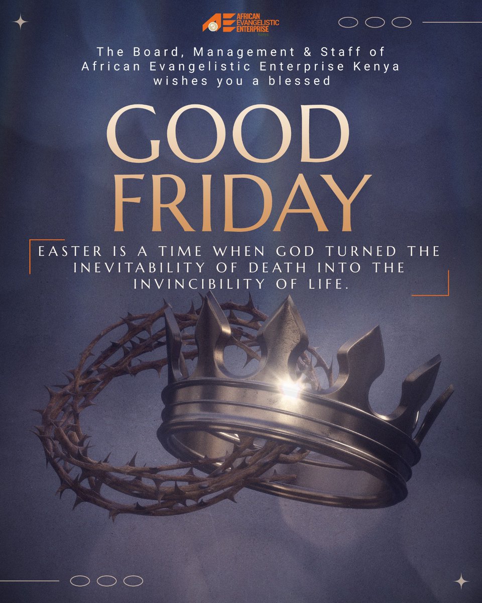Ae_Kenya's tweet photo. Wishing you a Good Friday and a happy Easter holiday. 

But in the spirit of remembrance, what does it mean, when we consider the seriousness of our sin, to recognize that it took crucifixion and divine abandonment for Jesus to pay its price? https://t.co/h76dT2keWi