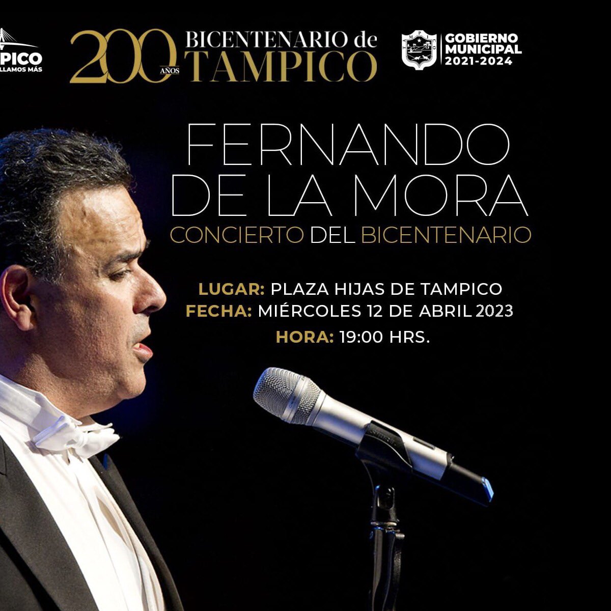 Turismo_Tampico's tweet photo. Fernando de la Mora, Concierto del Bicentenario.

Celebrando los 200 años de nuestra ciudad con este magno concierto que se llevará a cabo en la 
Plaza Hijas de Tampico.

Miércoles 12 de Abril, inicia a las 19:00 horas. 
Entrada Libre. 

#turismotampico #unidosbrillamosmas https://t.co/x5jjbgbAmB