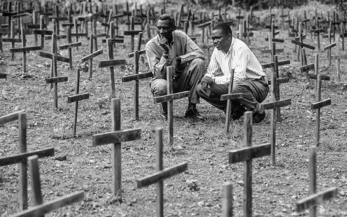 Am_Blujay's tweet photo. Today, marks 29 years since the start of the genocide in Rwanda, a deliberate, intentional, and systematic mass-killing, which targeted the Tutsi population.The genocide lasted 100 days, approximately one million Tutsis, Hutu and Twa- men, women &amp; children were murdered. https://t.co/pKALOd2I4L