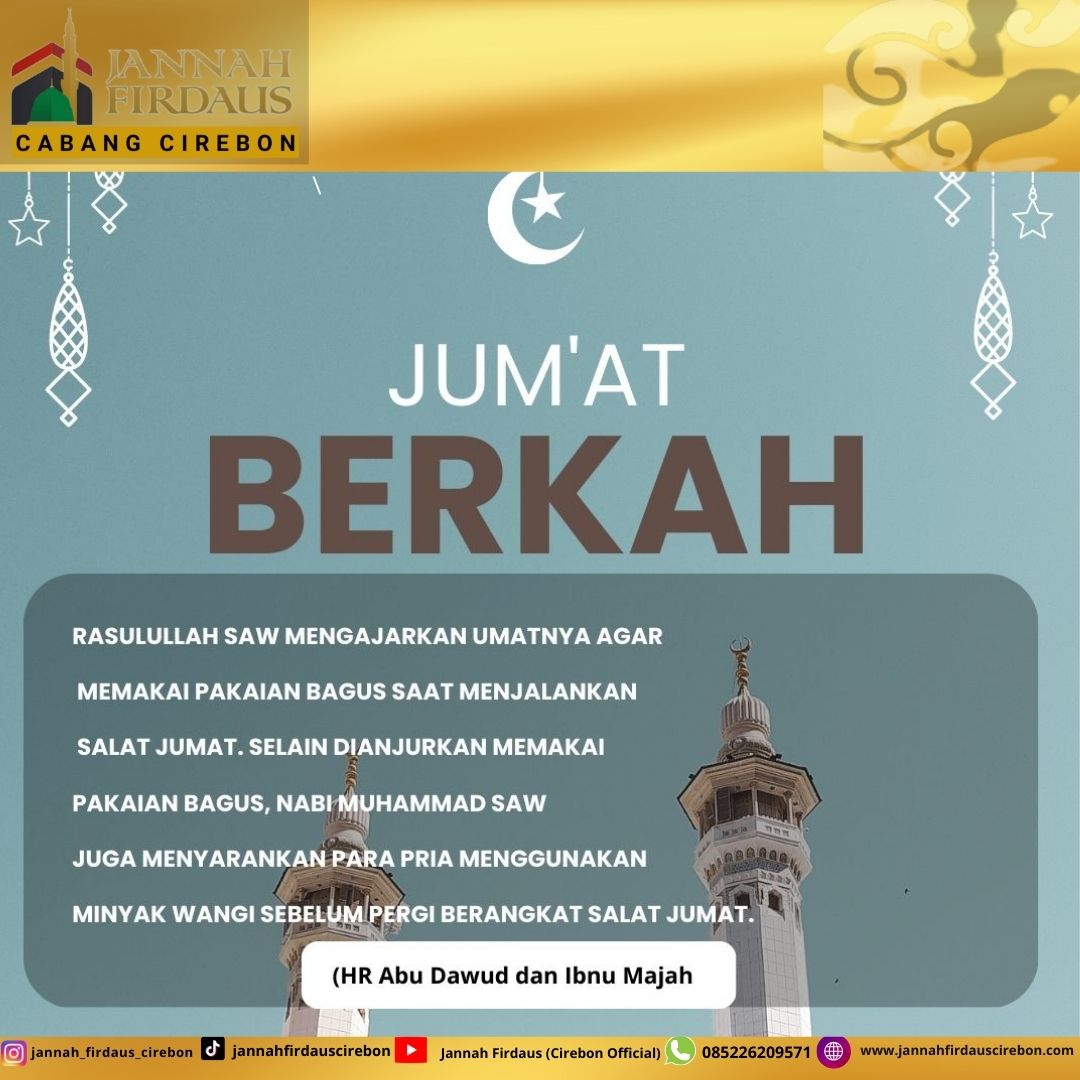 JFcirebon's tweet photo. Jum'at Berkah...
Semoga Allah Azza Wa Jalla memberikan rahmat bagi setiap manusia yang senantiasa taat kepadaNya.
yuk daftar di jannah firdaus cabang cirebon 
Berangkat dan pulang kami antar

informasi pendaftaran Umroh
Jannah Firdaus
Dini Ciptawati : 0852-2620-9571 https://t.co/2k5rJs69fM