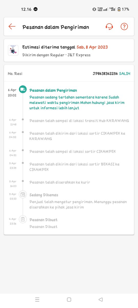 ayubumii's tweet photo. Heloooo min tolong bantu dong ,, ini kenapa paket saya stuck ? Apakah tidak ada pengiriman untuk hari ini ? @jntexpressid https://t.co/4M0s0atLIR