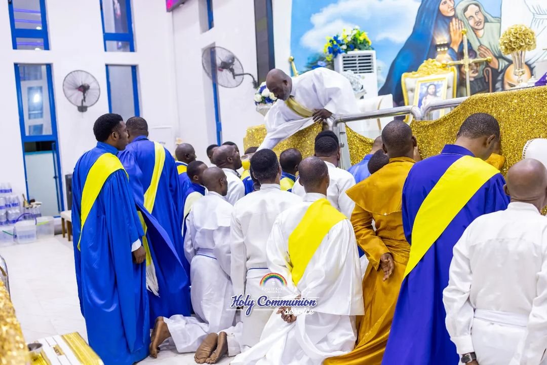 WeInTheCCC's tweet photo. Washing Of Feet &amp; Holy Communion at CCC King Of Kings Cathedral, Iju Lagos.

#weintheccc #passionweek #cccpassionweek #passionweek2023 #cccpassionweek2023 #celestialchurchofchrist #celestialgeneration #CelestialHeritage #cccunite  #celestialambassadors #proudlycelestialyouth https://t.co/ZTf2eSBXNr