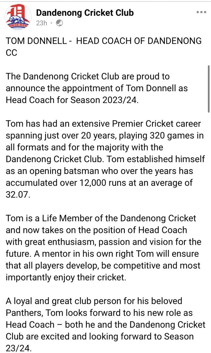 Dandenong CC tweet media