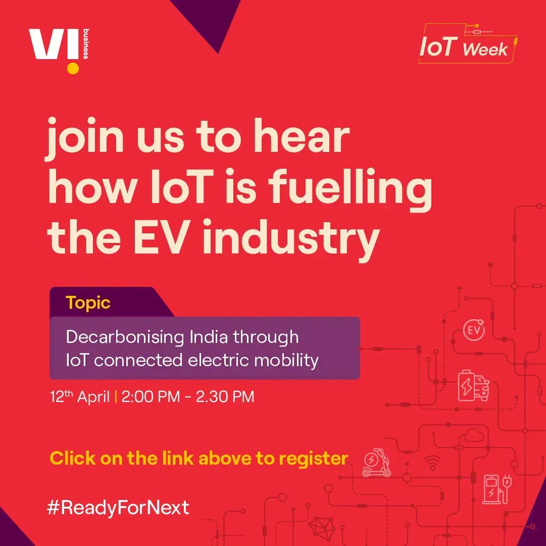 The development of #ElectricVehicle ecosystem is on the rise. And it’s time for you to discover how #IoT is powering the #EV industry. Register now to learn how to overcome challenges & seize opportunities buff.ly/3ZNLqgT
#BeFutureReady #ReadyForNext #WorldIoTDay #IoTDay