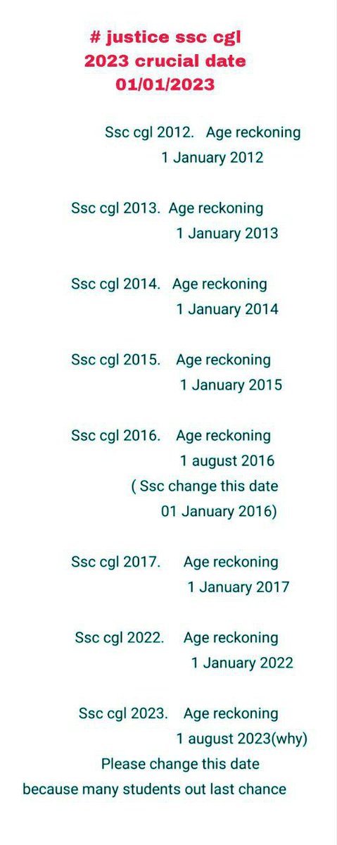 JaySuryaKumar9's tweet photo. age reckoning date should be on 01.01.2023 as lakhs of aspirants get an opportunity... please consider our request.

#SSC_CGL_AGE_RECKONING_1_JAN https://t.co/tiRWPHyN6g