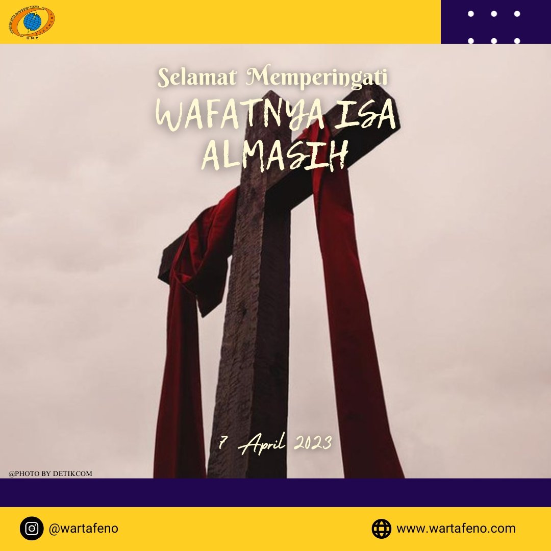 Selamat merayakan Jum'at Agung. Semoga kesehatan dan damai menyertai semua. 
#wartafeno #UNY #jumatagung