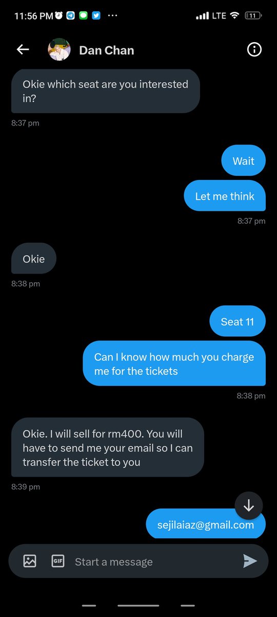 sejilaiaz's tweet photo. ‼️ALERT‼️
THIS ACC IS SCAMMER ‼️
@Dan3_Chan he sell to me EXO SC FANCON tickets but he give a lot of excuse to send me the tickets after I transfer the amount RM 400. Here  proof I chat with him. https://t.co/N5sBAWUr7h