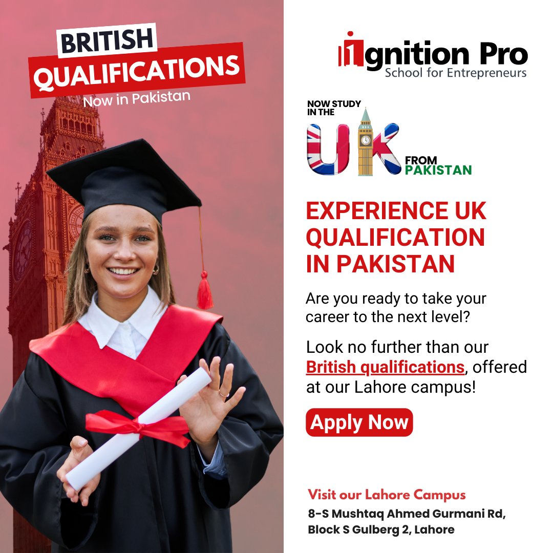 ignition_pro's tweet photo. EXPERIENCE
UK QUALIFICATION
IN PAKISTAN!!
Are you ready to take your career to the next level?
Apply Now : https://t.co/EqlqMsUxG3
#ignitionpro #ukeducation #studyinuk #education #studyuk #studyabroad #unitedkingdom #university #study https://t.co/p1QzjwWC7V