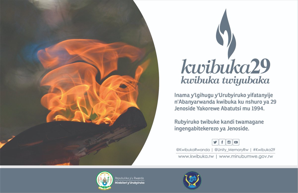 RwandaYouth's tweet photo. Inama y'lgihugu y'Urubyiruko yifatanyije n'Abanyarwanda kwibuka ku nshuro ya 29 Jenoside Yakorewe Abatutsi mu 1994. 

Rubyiruko twibuke kandi twamagane ingengabitekerezo ya Jenoside.

Twibuke twiyubaka. #Kwibuka29 https://t.co/O1pwStSjQK