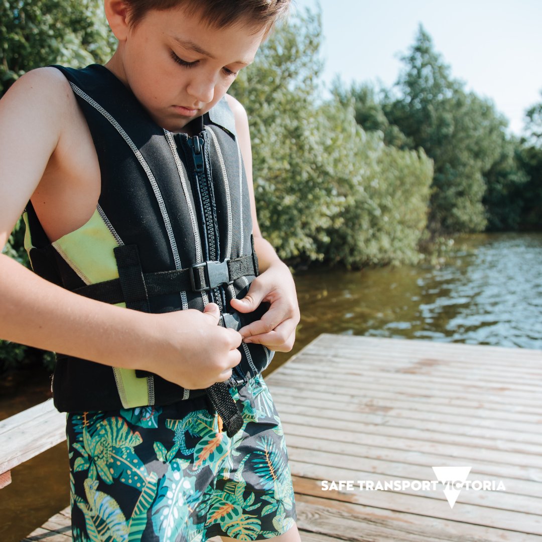 1/2 If you're going out on the water this long weekend, don't forget a lifejacket for your little one.

Children under 10yo must wear a Level 100 Lifejacket in an open area of a boat on enclosed waters. This includes Port Phillip &amp; Westernport Bays and Gippsland Lakes.