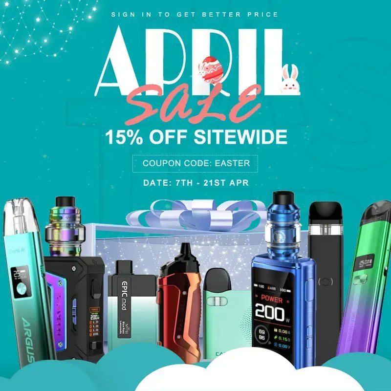 HealthCabin's tweet image. 🌈🌈
🔝🎉Healthcabin - April Sale 2023💯

4️⃣❗️15% OFF Sitewide: EASTER
✅3 Vape Deals

Date: 7th - 21st Apr, 2023📆
&amp;gt;
More Details:👇
healthcabin.net/blog/april-sal…
Shop:👇
healthcabin.net
&amp;gt;
#aprilsale #aprilsale2023 #promotion #healthcabin #vapewholesale #vape #vapelife #vapor