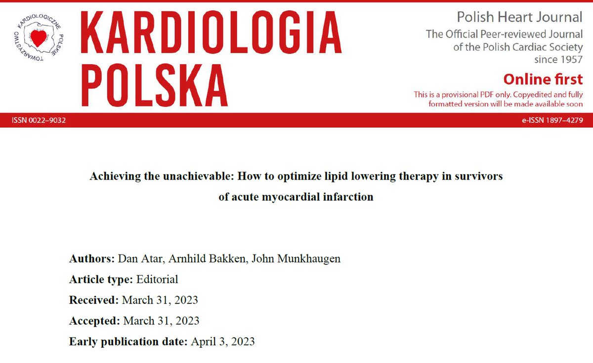 Polish Heart Journal (@heart_polish) on Twitter photo Editors' Insights: Achieving the unachievable: How to optimize #lipid lowering #therapy in survivors of #AMI.
bit.ly/3Gp9HTz #KardiologiaPolska #PolishHeartJournal
#cardiotwitter #HeartNews <a href="/dan_atar/">Dan Atar</a> <a href="/phbakken/">Arnhild Bakken</a> <a href="/john_munkhaugen/">John Munkhaugen</a> <a href="/UniOslo/">Universitetet i Oslo</a> <a href="/Oslounivsykehus/">Oslounivsykehus</a> Editors' Insights: Achieving the unachievable: How to optimize #lipid lowering #therapy in survivors of #AMI.
bit.ly/3Gp9HTz #KardiologiaPolska #PolishHeartJournal
#cardiotwitter #HeartNews <a href="/dan_atar/">Dan Atar</a> <a href="/phbakken/">Arnhild Bakken</a> <a href="/john_munkhaugen/">John Munkhaugen</a> <a href="/UniOslo/">Universitetet i Oslo</a> <a href="/Oslounivsykehus/">Oslounivsykehus</a>