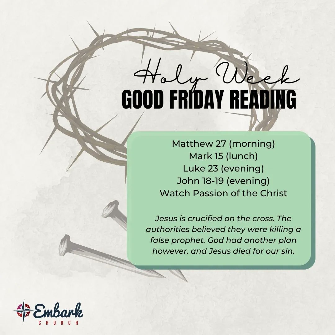 EmbarkChurch's tweet image. Prepare your heart for Easter by walking with Jesus through the week leading up to His death and resurrection. buff.ly/3JVxtYl