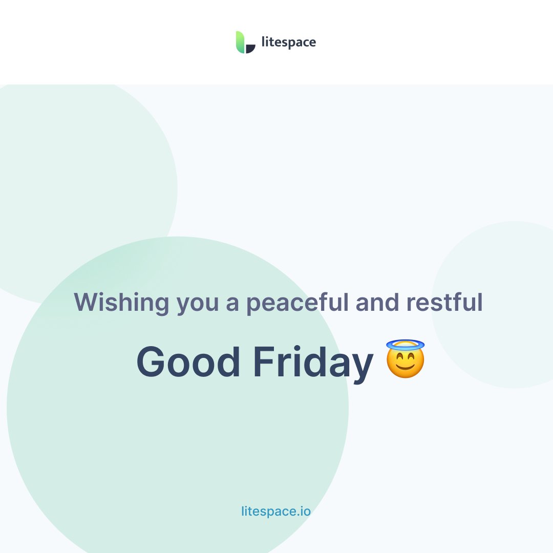getlitespace's tweet image. To those who celebrate it, we wish you a peaceful Good Friday! ⁠
⁠
We hope you all have a restful weekend ahead 😊
⁠
#GoodFriday #restfulweekend  #Litespace