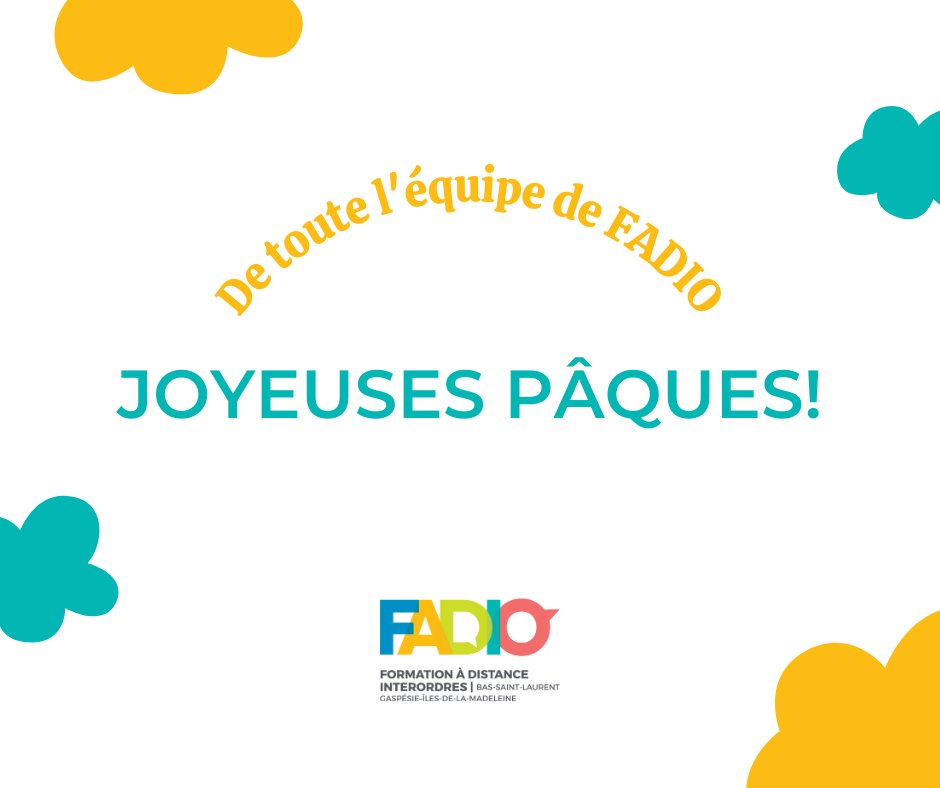 Toute l’équipe de FADIO vous souhaite un merveilleux congé de Pâques en compagnie de vos êtres chers! 🐇🐣