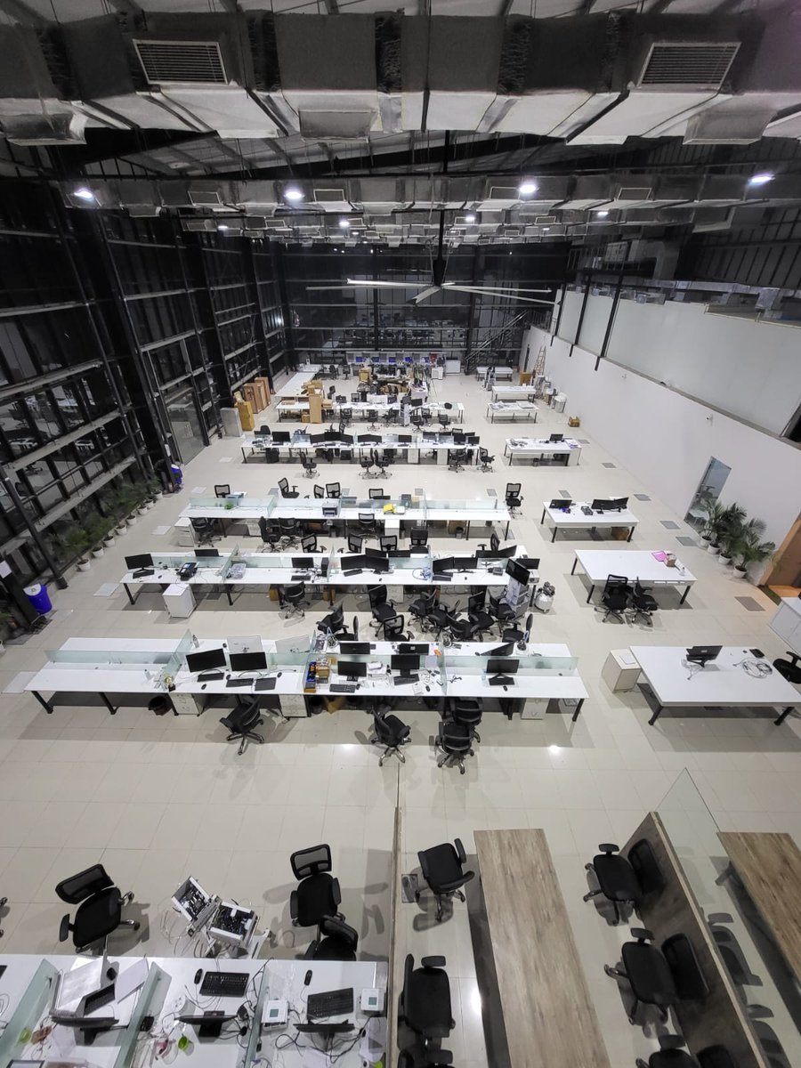 Our R&amp;D centre has singular floor for researchers which increases conversation &amp; collaboration while staying focused
Lighting needs are fulfilled by natural light reducing chances of insomnia. This promotes positivity &amp; adds a sense of openness; triggering thoughts &amp; creativity