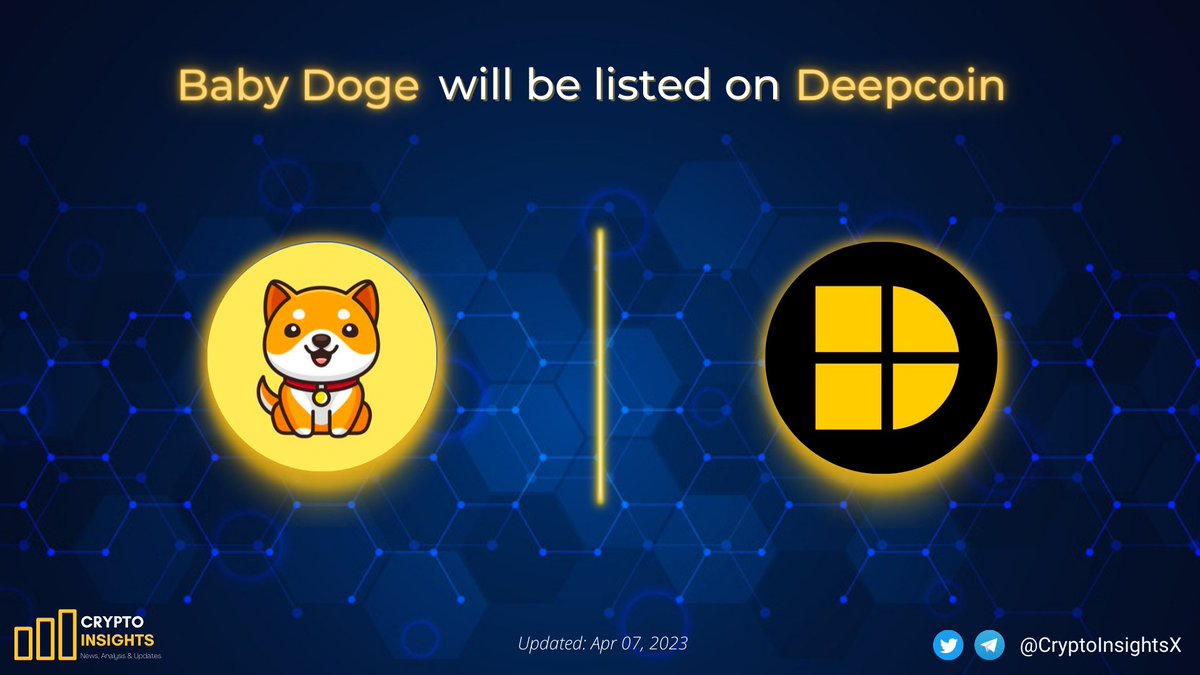 CryptoInsightsX's tweet photo. 📢 @babydoge will be listed on will be listed on @Deepcoin_Daily @Deepcoin_JP 

#BABYDOGE - The most held meme token on #BNBChain

#Deepcoin is a fast-growing centralized exchange that allows users to trade in 30+ different currencies and 100+ #cryptocurrencies https://t.co/5MyXFdHitC