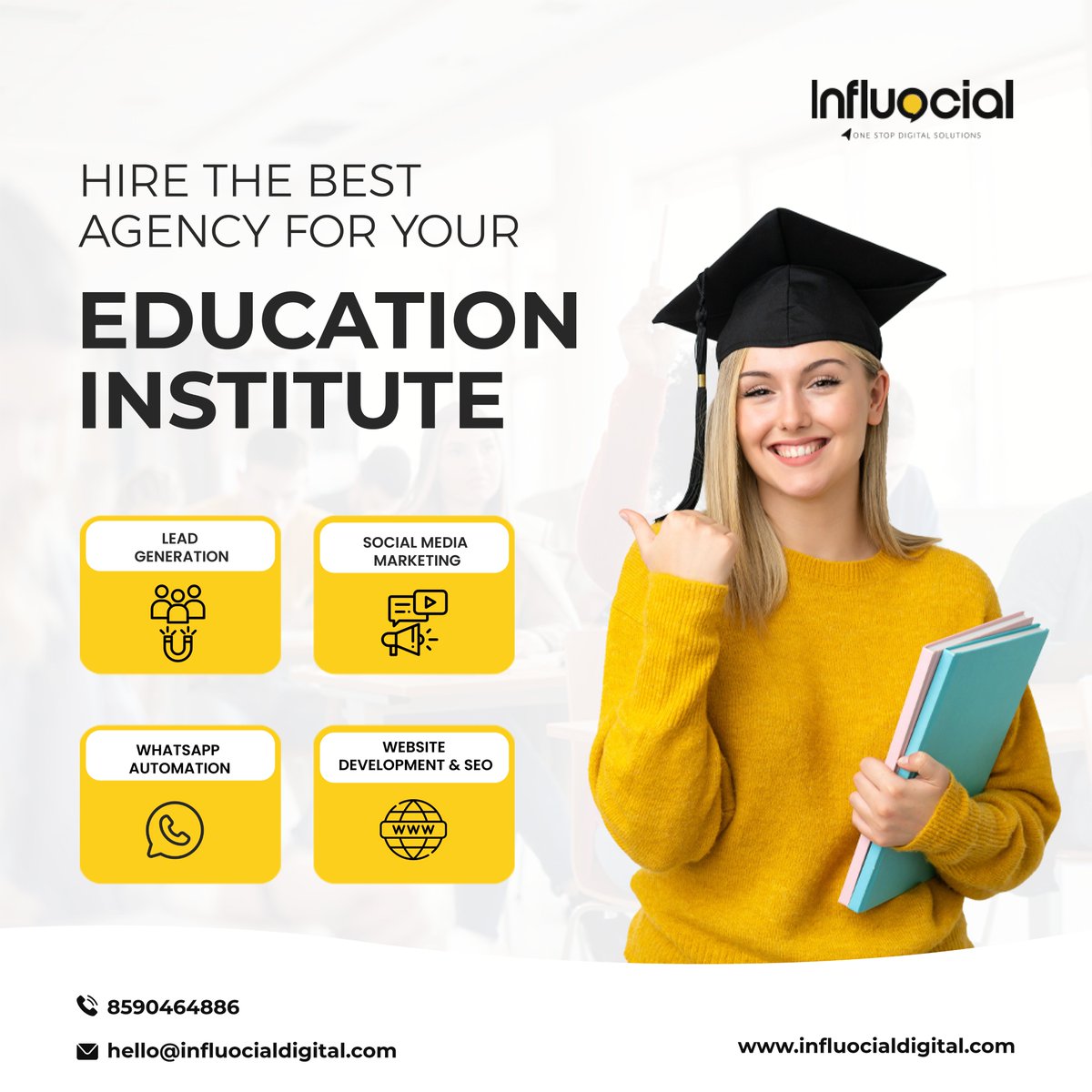 Hire the best agency in the business to create a tailored marketing strategy for your institution! 
📞 9072481365, 9895875911
🌐 influocialdigital.com

#influocialtech #educationmarketing #education #marketingstrategy #customized #studyabroad #strategy #success