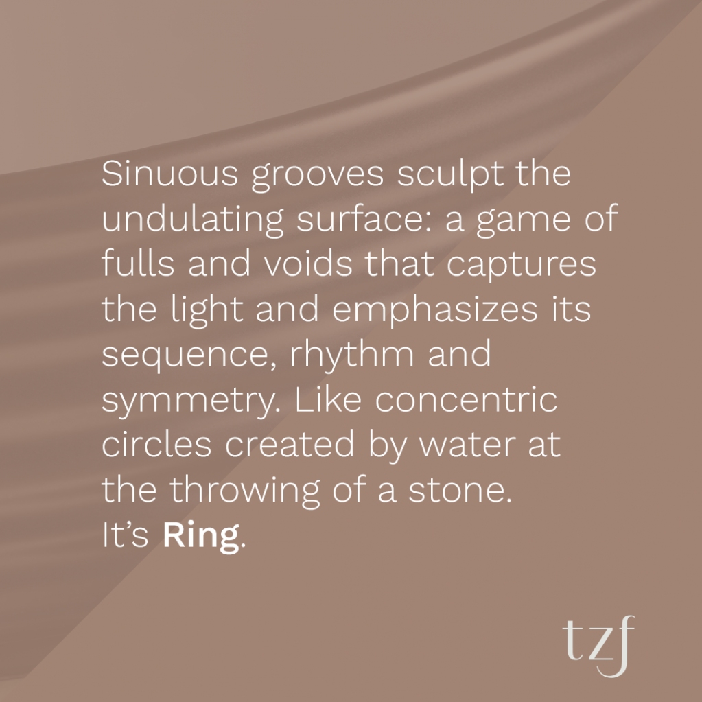 terzofoco's tweet photo. Sinuous grooves sculpt the undulating surface: a game of fulls and voids that captures the light and emphasizes its sequence, rhythm and symmetry. Like concentric circles created by water at the throwing of a stone. It’s Ring. https://t.co/WxwXaY5FCT