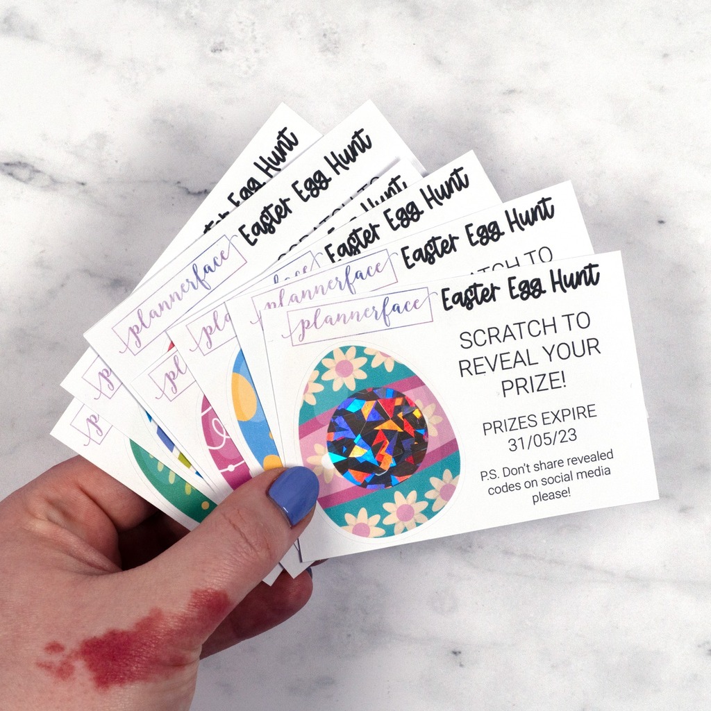 Plannerface's tweet photo. All orders over £15 between now and Easter Monday (10th April) at 23:59pm BST will receive an Easter egg prize scratchcard! Shop credit and discounts to be won 🥰

#plannerface #etsyshoppromo #easteregghunt #planning #plannerstickers https://t.co/pAGnrXCpmD https://t.co/yN0kSmO5IV