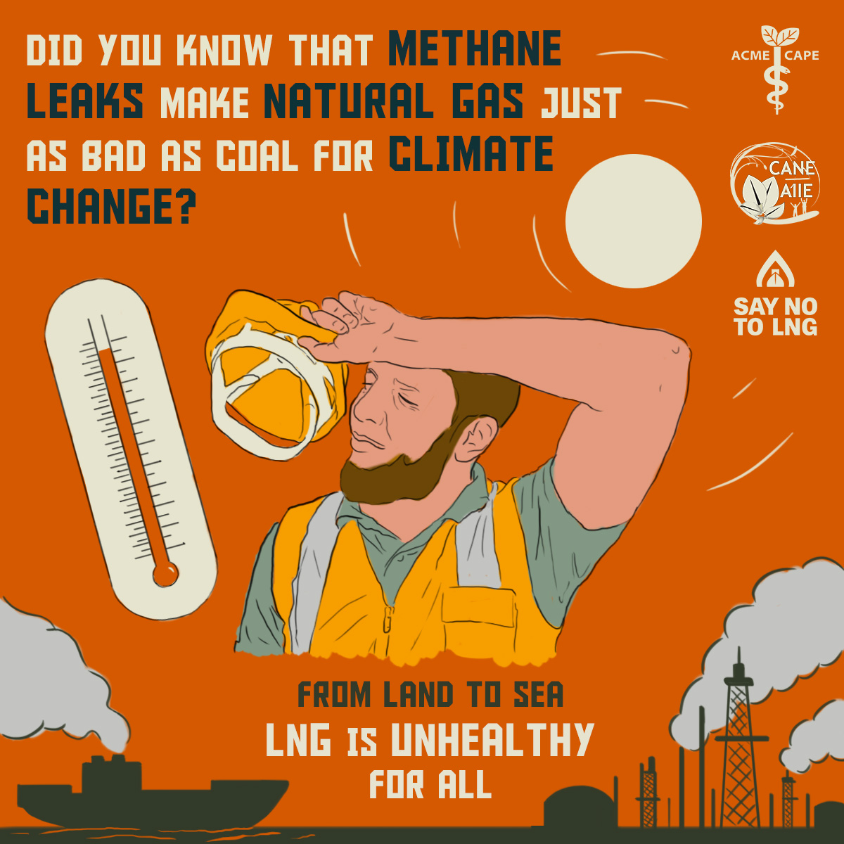 Did you know that methane leaks make natural gas just as bad as coal for climate change? 
From land to sea, LNG is unhealthy for all.
#WorldHealthDay #SayNoToLNG #Climate #ClimateChange #WHO75 #Methane #Coal #NaturalGas #GasStoves