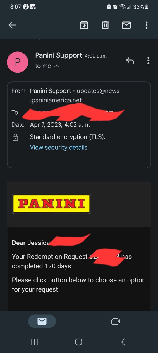 GwinnJessica's tweet photo. @PaniniAmerica 
This company really needs to get their act together. You email me telling me about the ticket with an email at the bottom for questions or concerns. So i email said email address and get back that it is no longer used??? Rly. Send me my card!!! 😡 https://t.co/OhifxAckKH