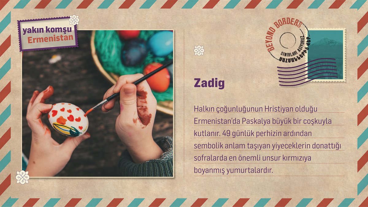 #YakınKomşuErmenistan'da Zadig bayramını Շնորհավոր Սուրբ Զատիկ (Şhnorhavor Surp Zadig) diyerek kutlayabilirsiniz.