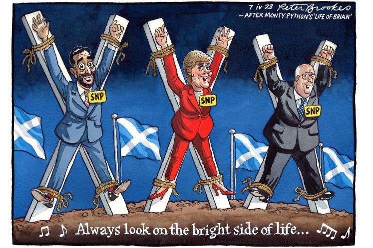 BrookesTimes's tweet photo. My cartoon Friday @TheTimes. Not much bright side for #HumzaYousaf #NicolaSturgeon #PeterMurrell #SNP https://t.co/cnxuLbaHl4