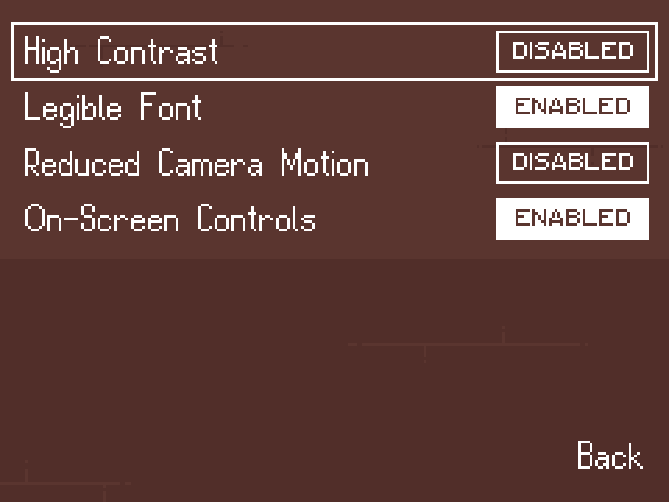 A submenu for accessibility.