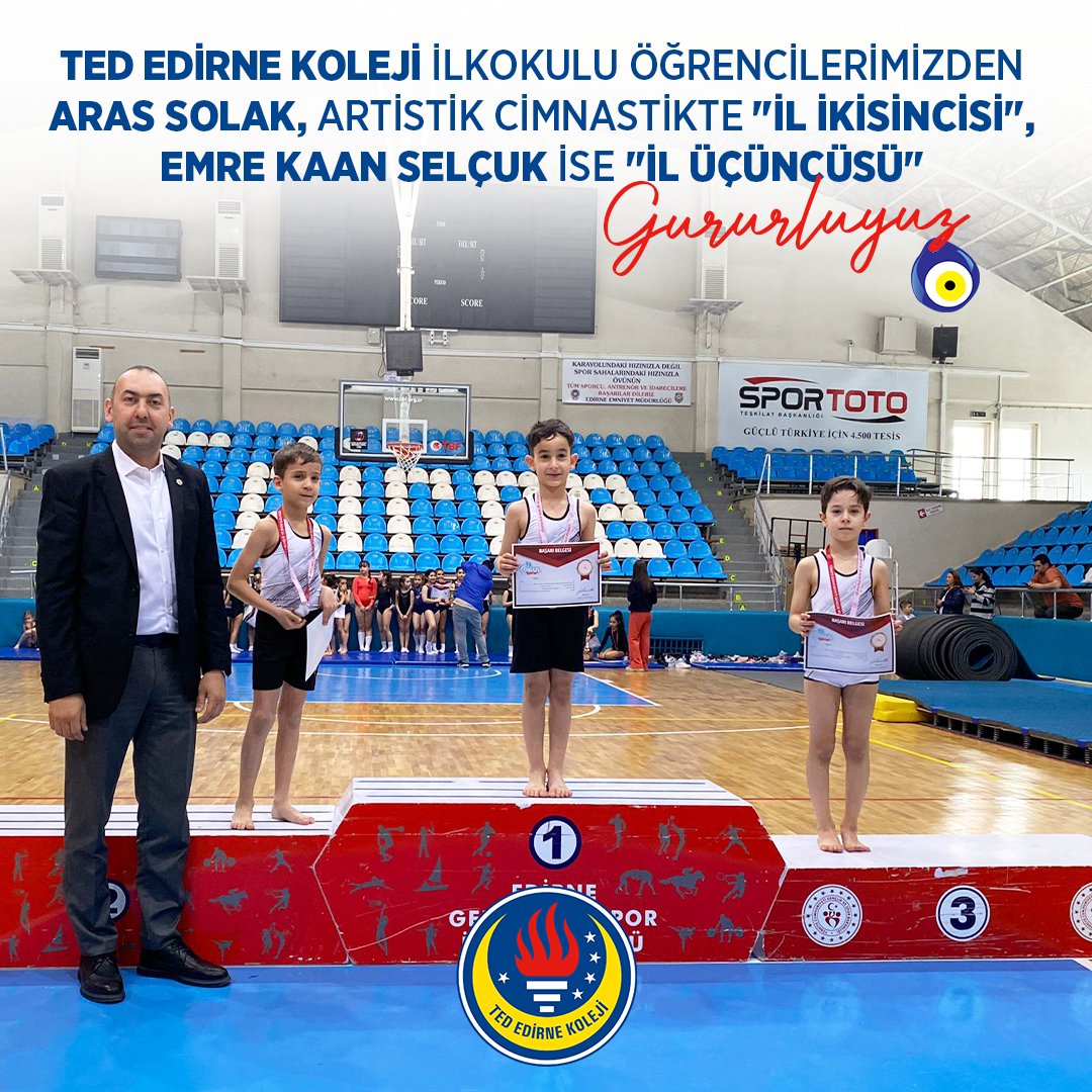 tededirnekoleji's tweet photo. #TEDEdirneKoleji İlkokulu Öğrencilerimizden Aras Solak, Edirne Gençlik ve Spor İl Müdürlüğü tarafından düzenlenen Artistik Cimnastik Turnuvası Minik Erkekler Bireysel B Kategorisinde "İl İkincisi", Emre Kaan Selçuk ise "İl Üçüncüsü" oldu. Öğrencilerimizi tebrik ediyoruz. 🧿 👏 https://t.co/CzwA8xRkCX