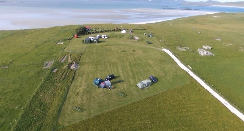 Drone shot over the site.  Book your stay with us for a relaxing holiday #barra #eoligarry #Scotland #VisitScotland #outerhebrides #drone #dronephotography #scottishislands #SummerVibes