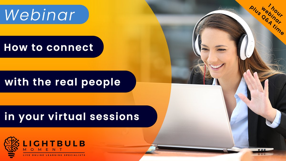 MomentLightbulb's tweet image. Webinar series for improving your virtual classroom & webinar skills, including "How to connect with the real people in your virtual sessions".
12th April, 3pm UK Time | Register for the live event & recording: lightbulbmoment.ac-page.com/how-to-connect…
#VILT #VirtualClassroom #VirtualClassrooms