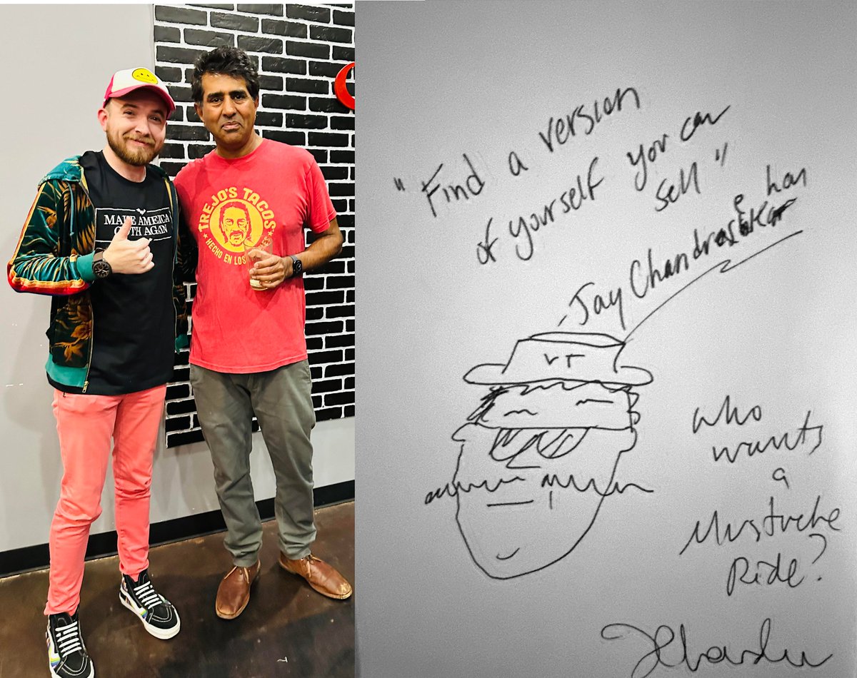 Who wants a mustache ride? I received sage advice from @jaychandrasekha  earlier tonight.

Will forever cherish it being at the front of my standup journal.  Thanks Jay!

#FailureGuy #SuperTroopers #JayChandrasekha #FindYourFunny #ComedyAdvice #MustacheRide #SuperTroopers
