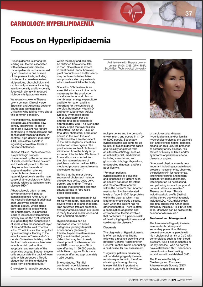 lehnent's tweet photo. #Hyperlipidaemia is among the leading risk factors associated with #CardiovascularDisease. I recently spoke to @HospitalProNews about #hyperlipidaemia, &amp; the interview article is published in the April edition of #HPN which focuses on #CardiovascularHealth https://t.co/bzX7krVDQp https://t.co/0QWbbI9jVl