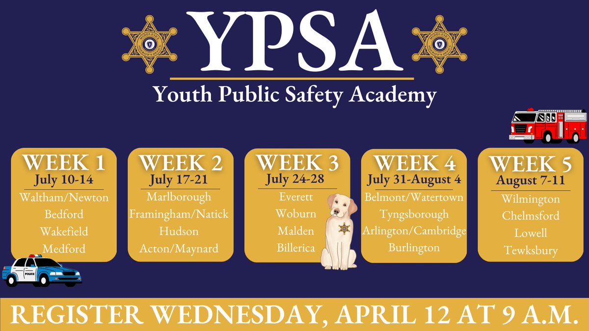 Middlesex Sheriff on Twitter "Registration for the 2023 Youth Public Safety Academy will
