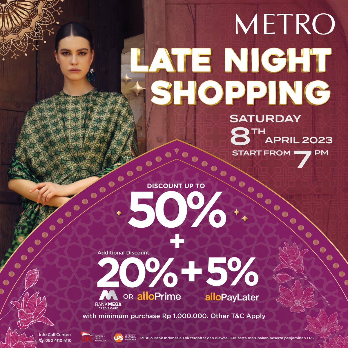 transmedsos's tweet photo. Beli fashion lebaran udah paling enak disini ygy!
✨ METRO LATE NIGHT SHOPPING! ✨
SAVE THE DATE!
🗓 Saturday, 8 April 2023
⏰ Starts 7PM
📍 All METRO Department Store
#metrodept #Metrolatenightshopping #shopatmetro #Metrodepartmentstore #LateNightSalediMETRO #BelanjanyadiMETRO https://t.co/kPwLKElvyn