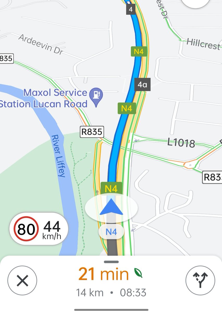 Rebedjka's tweet photo. @dublinbusnews honestly, can someone tell the driver of this x26(7:40 from Maynooth) what an accelerator is? On the N4, speed limit 80, dude is doing 48 max at any point (and was doing 35 on the 80 road between maynooth and leixlip). People have places to be! https://t.co/8G8B1VVDPX