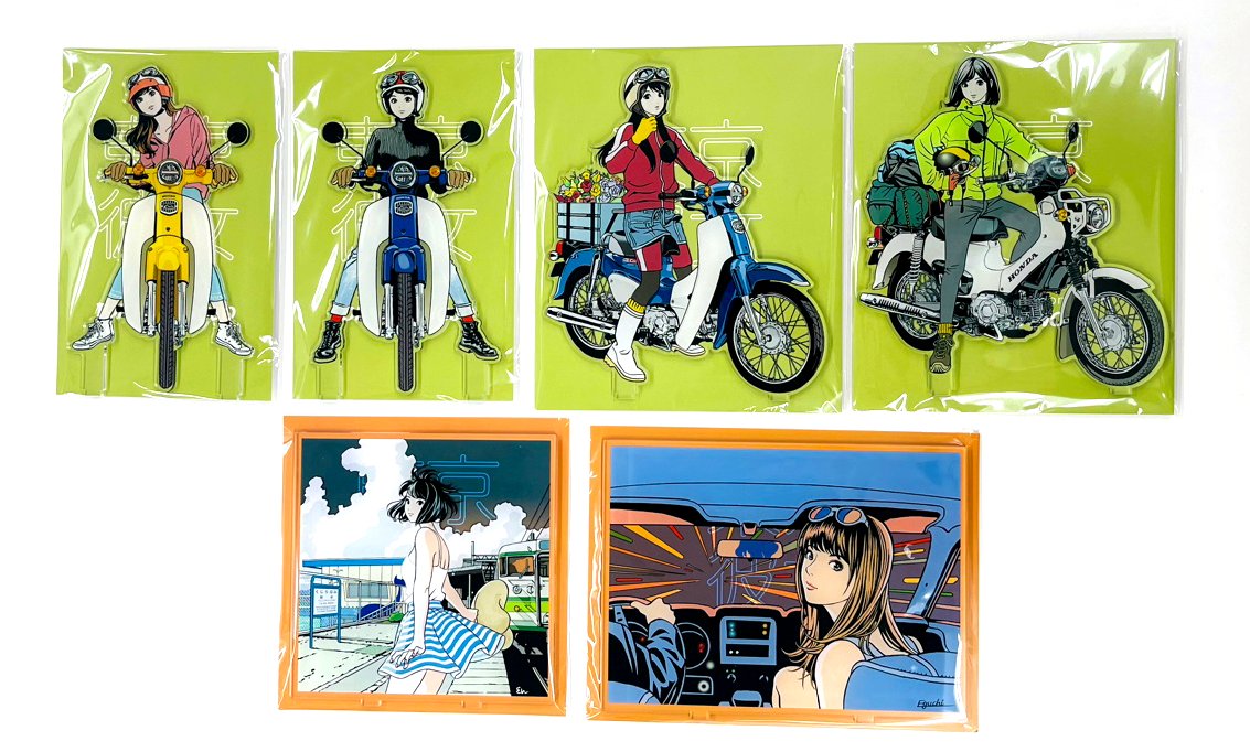 江口寿史　彼女展 アクリルスタンド HONDA カブ コラボ 4種セット 江口寿史 彼女展 アクリルスタンド Lemonade HONDA カブ コラボ