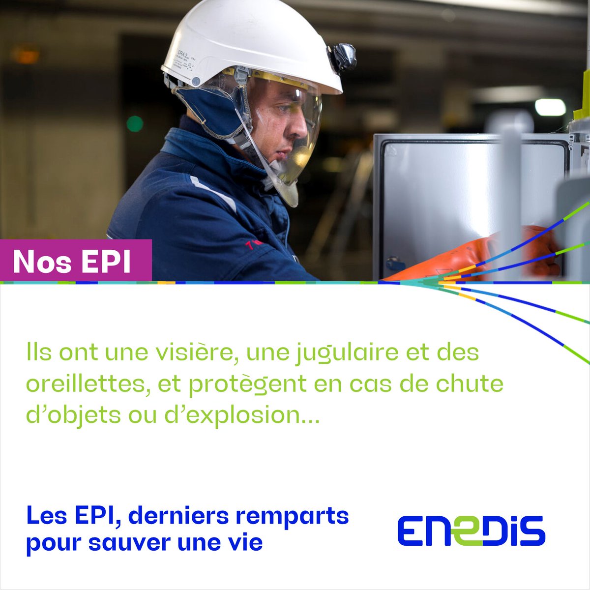 enedis_pdl's tweet photo. [Nous lançons notre série hebdomadaire sur les #EPI !]
Nos techniciens sont tous les jours confrontés au risque électrique. Le port des Équipements de Protection Individuelle (EPI) est obligatoire. Le #casque avec visière baissée protège des effets d’un potentiel court-circuit 🔥 https://t.co/DnmcoGsOKB