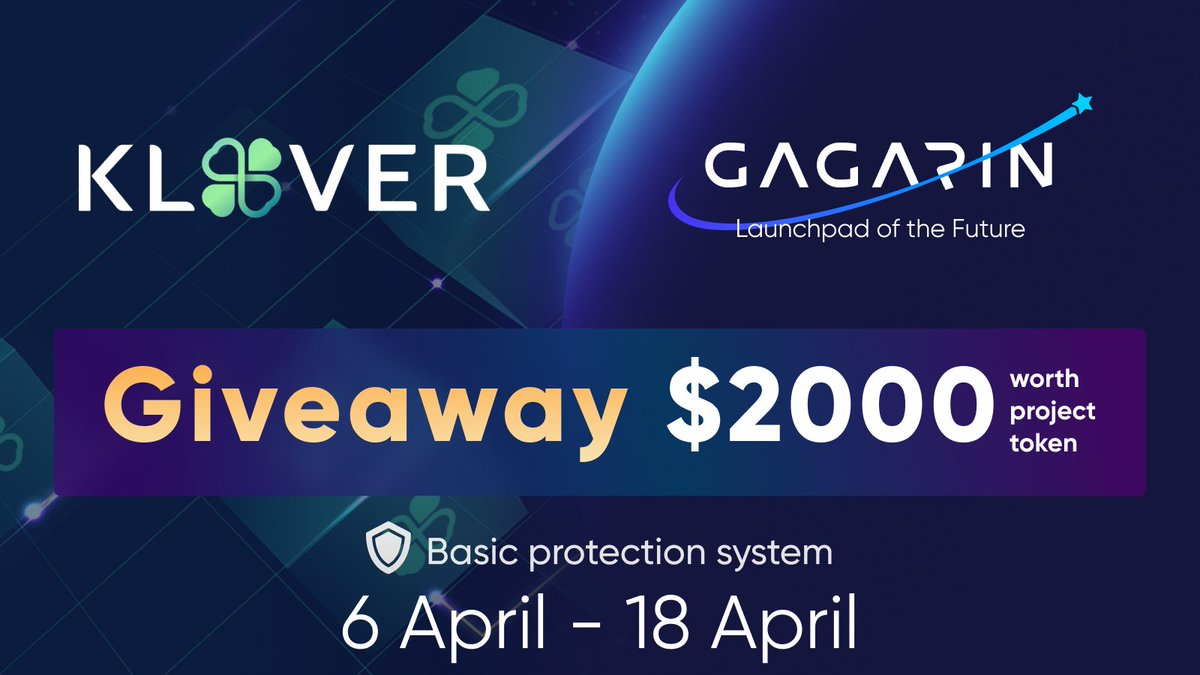 💥On the occasion of the 
<a href="/klover_network/">Klover Network 🍀 | Web3 Casino Aggregator</a> #IDO on <a href="/GAGARIN_World/">GAGARIN Launchpad</a>
 - $2000 #giveaway! 

🎁 2000$ worth $KVN
🏆100 winners 

✅Like, RT &amp; Tag 3 Friends
✅Complete #TaskOn in the comments

#Gagarin #KloverNetwork #web3 #gleam #NFT #Ethereum #GGR #playtoearn