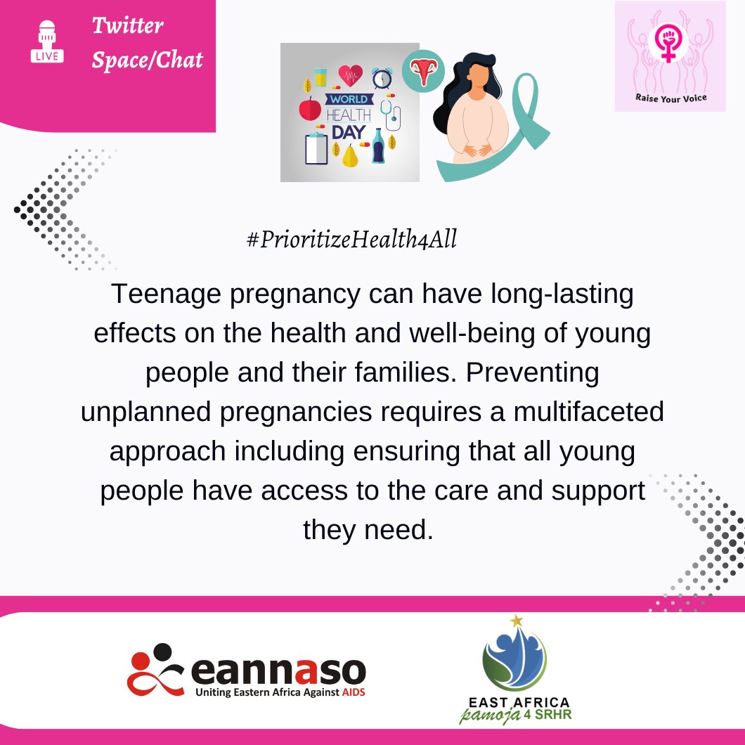 Preventing unplanned pregnancies requires a multifaceted approach including ensuring that all young people have access to the care and support they need. #PrioritizeHealth4All #EndTeenagePregnancy #RaiseYourVoice #HealthyAdolescents