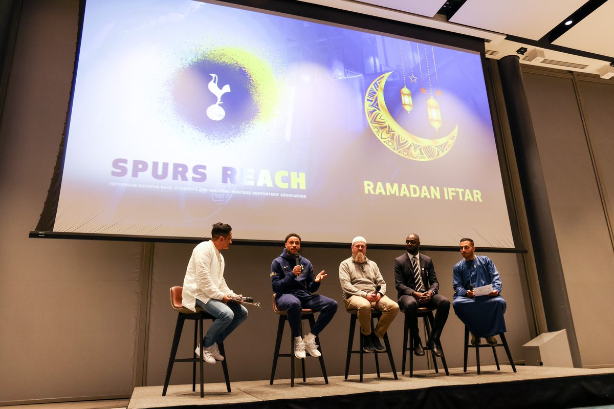 SpursOfficial's tweet photo. Last night the Club hosted its first ever Ramadan Iftar with @SpursREACH at @SpursStadium, attended by special guests @Danjuma and @LedleyKing 💙 

 #IftarAtSpurs 🌙 https://t.co/KWZUo9XRxQ