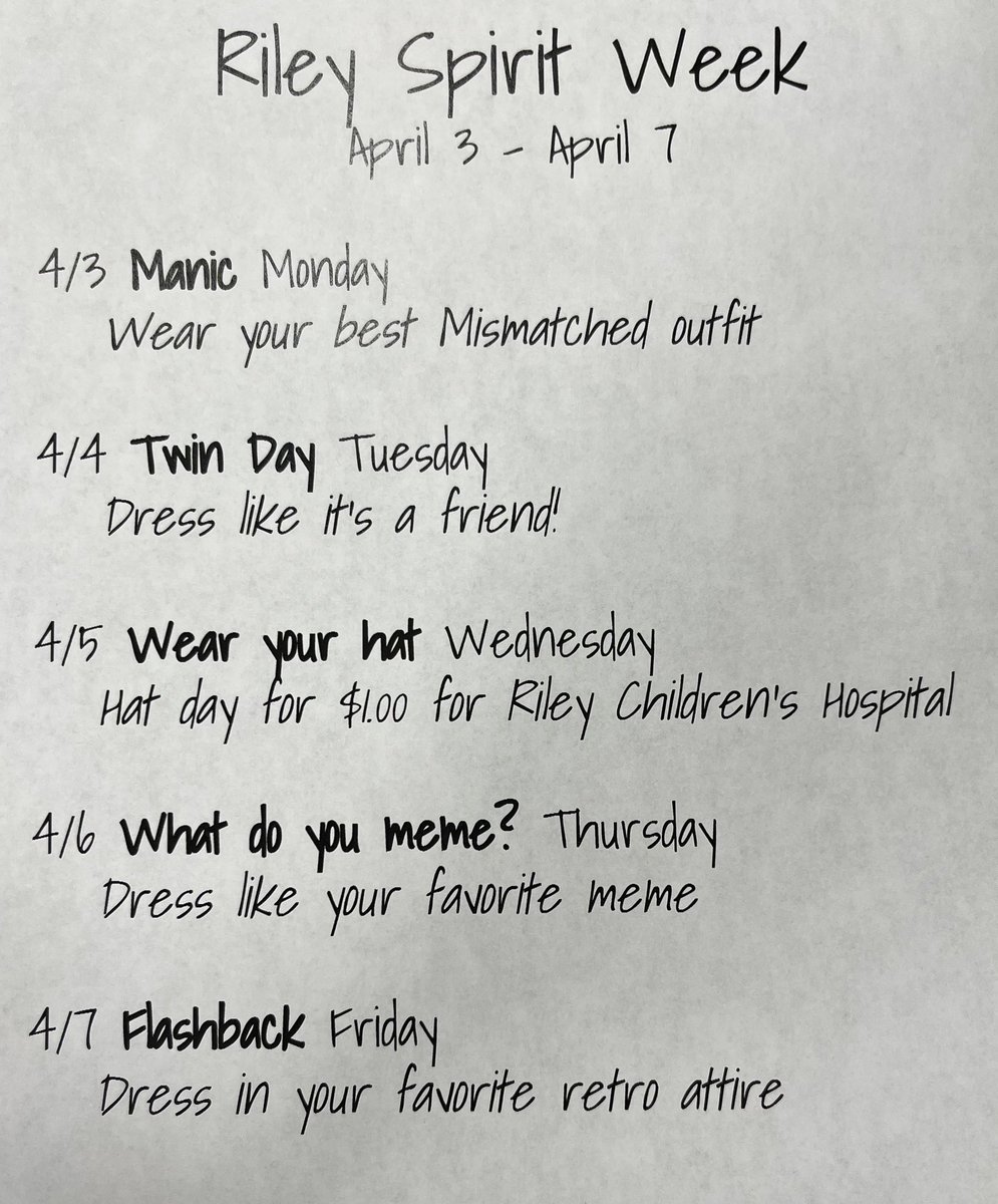 Last day for penny wars benefiting Riley Hospital. It is also Flashback Friday-dress in your favorite retro attire. #RileyHospital #1gc
