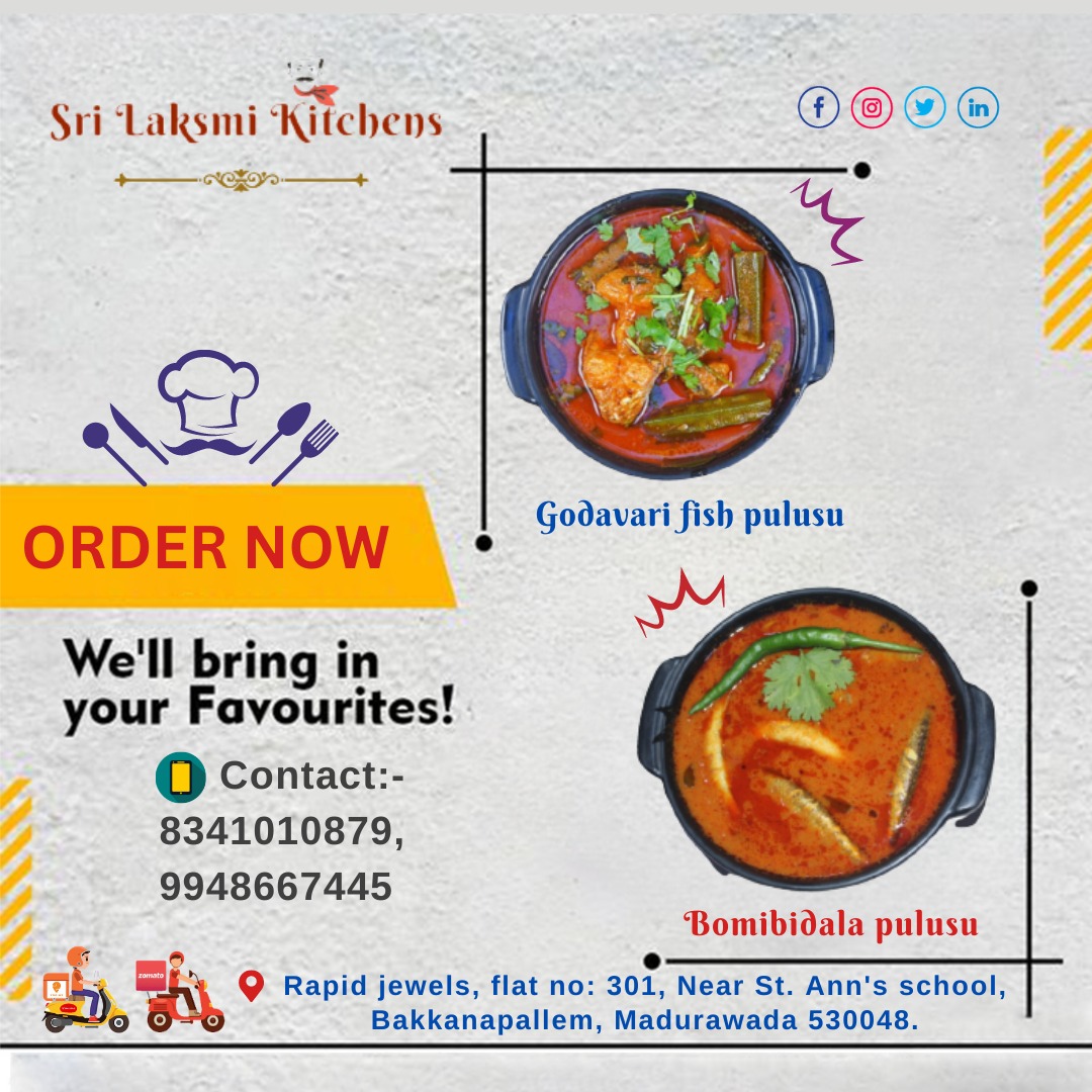 kichen_lakshmi's tweet photo. We'll bring in your Favourites!

* Godavari fish pulusu

* Bomibidala pulusu

Contact us: +91 8341010879 9948667445

#SriLakshmikitchen #Fishpulusu #ragisangati #sangati #ragi #chickencarry #natukodipulusu #MasalaFishcurry #chickenbiryani #mattanbiriyani #restaurantsinvizag https://t.co/B0pQxsfQ8x
