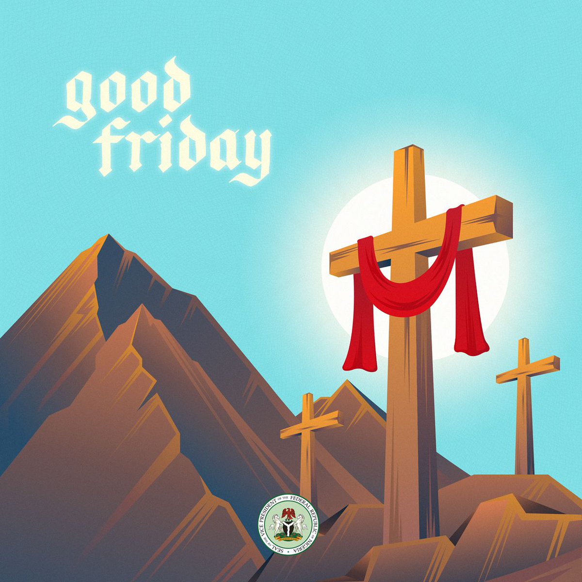 ProfOsinbajo's tweet photo. From here on, to all who believe that the punishment for their sins has been paid for completely by the blood of Jesus shed on the Cross: grace, mercy and everlasting life. https://t.co/1OoYCtDTuR