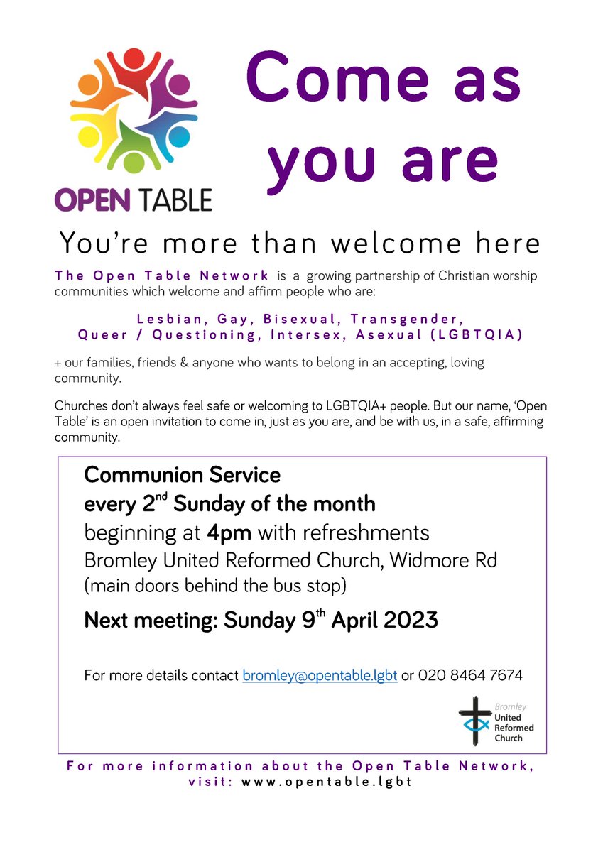 We're getting closer to the day when there will be an Open Table community welcoming people somewhere in London every Sunday of the month. Open Table Bromley meets on the Second Sunday so they are offering this year's Easter Communion.