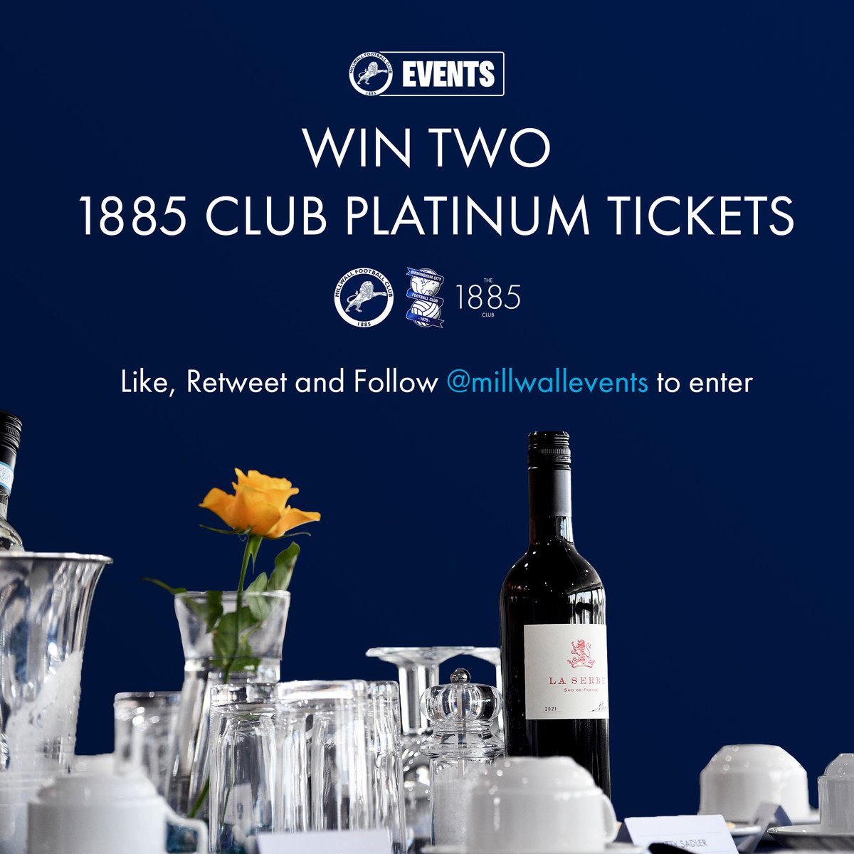 Millwall Commercial & Events (@millwallevents) on Twitter photo 🥂🥳 Time for a matchday giveaway!
To be in with a chance of winning 𝘁𝘄𝗼 𝟭𝟴𝟴𝟱 𝗖𝗹𝘂𝗯 𝗣𝗹𝗮𝘁𝗶𝗻𝘂𝗺 𝘁𝗶𝗰𝗸𝗲𝘁𝘀 for the visit of <a href="/BCFC/">Birmingham City FC</a>, all you have to do is the following...
✅ Like
♻️ RT
📷 Follow <a href="/MillwallEvents/">Millwall Commercial & Events</a>
𝗚𝗢 𝗚𝗢 𝗚𝗢!
#Millwall 🥂🥳 Time for a matchday giveaway!
To be in with a chance of winning 𝘁𝘄𝗼 𝟭𝟴𝟴𝟱 𝗖𝗹𝘂𝗯 𝗣𝗹𝗮𝘁𝗶𝗻𝘂𝗺 𝘁𝗶𝗰𝗸𝗲𝘁𝘀 for the visit of <a href="/BCFC/">Birmingham City FC</a>, all you have to do is the following...
✅ Like
♻️ RT
📷 Follow <a href="/MillwallEvents/">Millwall Commercial & Events</a>
𝗚𝗢 𝗚𝗢 𝗚𝗢!
#Millwall