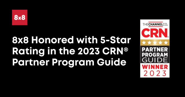 UCMaxine's tweet photo. At @8x8, we are honored to receive a 5-Star Rating in @CRN's 2023 Partner Program Guide! See what distinguishes the 8x8 Elevate Partner Program and the channel's role in providing #communications for the customer-obsessed. #customerobsessedcommunications https://t.co/nuWt7FemTP https://t.co/QWcBxASWgh