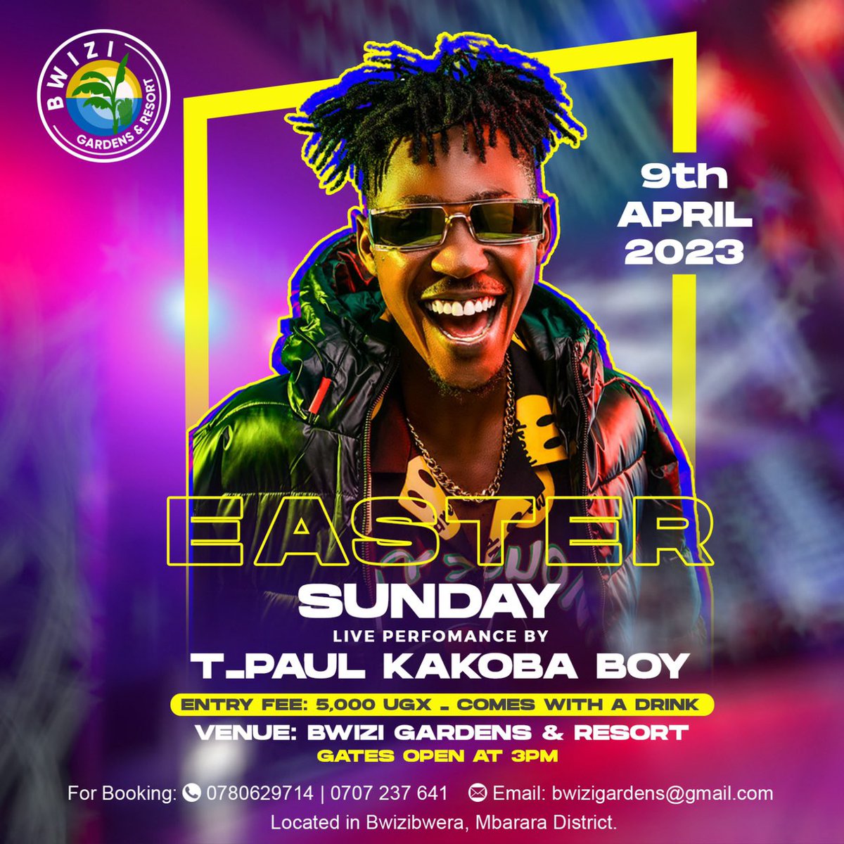 Don’t miss out Easter Sunday special performance from @tpaul256, Kakoba Boy live  @BwiziResort 🔥

Entrance is only Ugx 5000
Gates open at 3pm

📍Bwizibwera,Mbarara district.

#BwiziGardensAndResort
